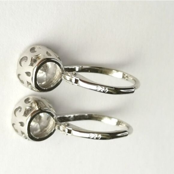 Sterling silver cz solitaire drop earrings lever back in filigree setting - Picture 4 of 8